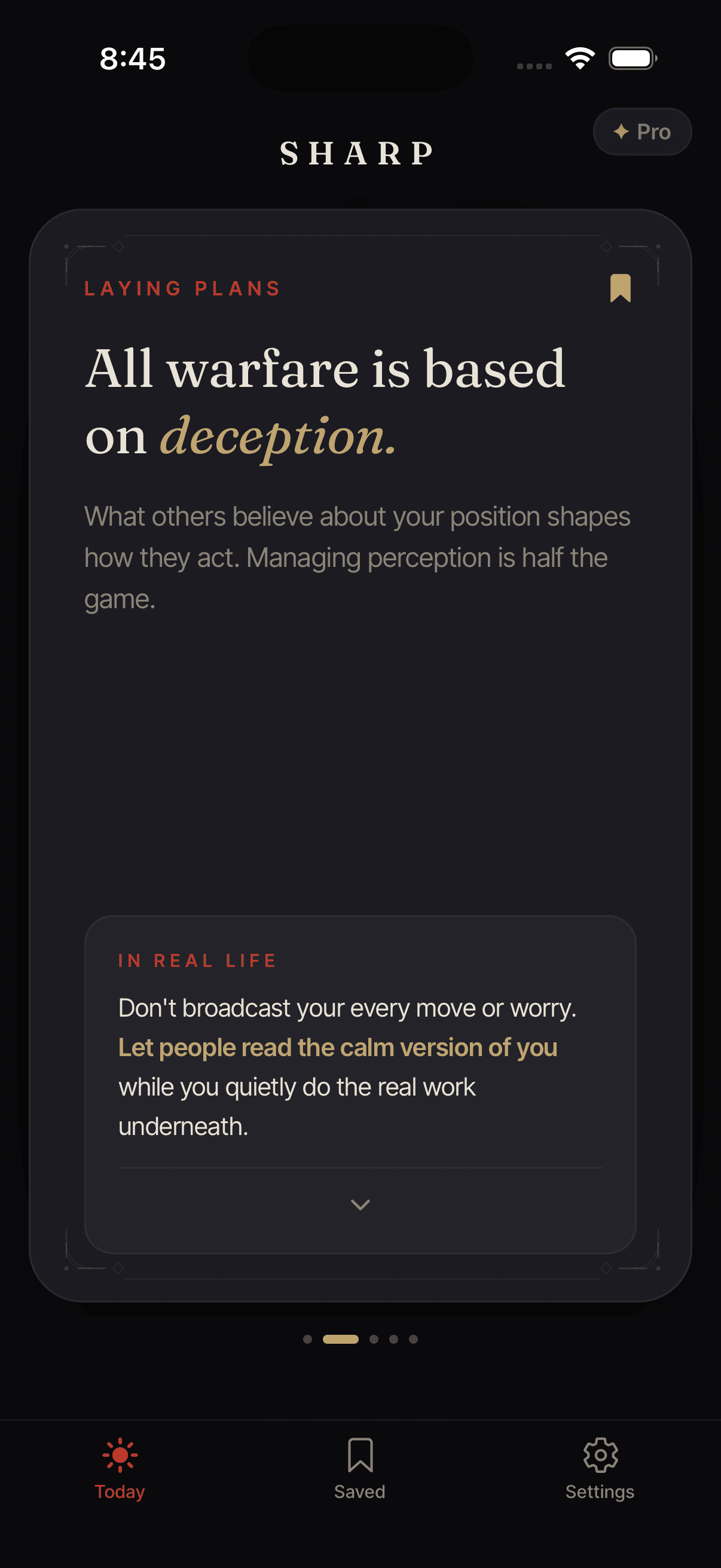 A Sharp card: a distilled principle with real-world context.